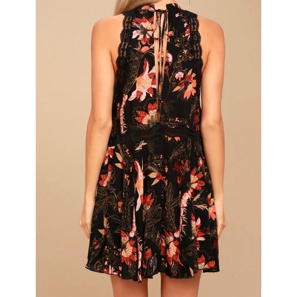 FP Intimately She Moves Slip Mini Dress Lace Sleeveless Boho Floral Print XS - Picture 2 of 7